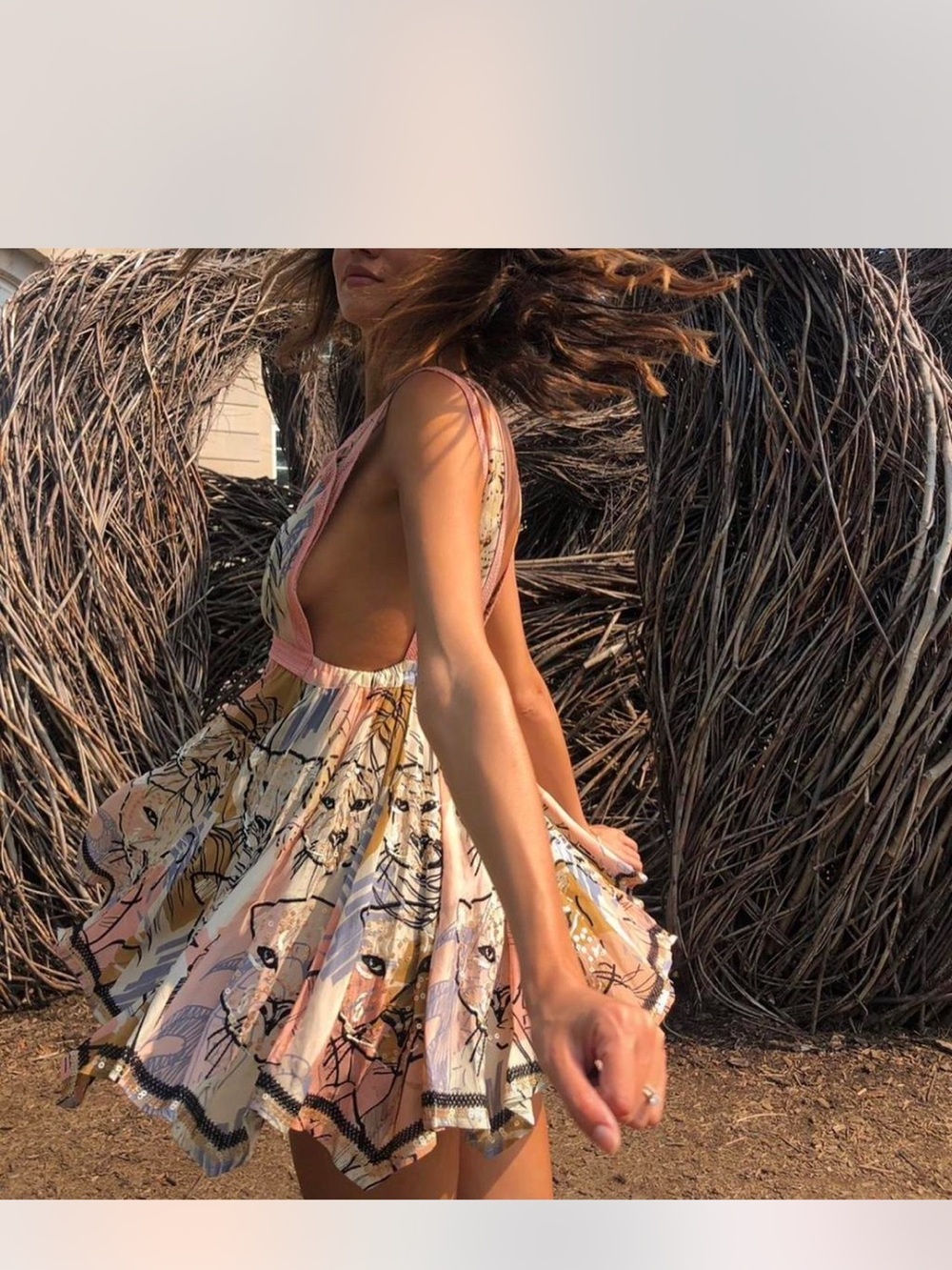 TAJ by Sabrina Crippa Floral Mini Dress in Blush and Cream